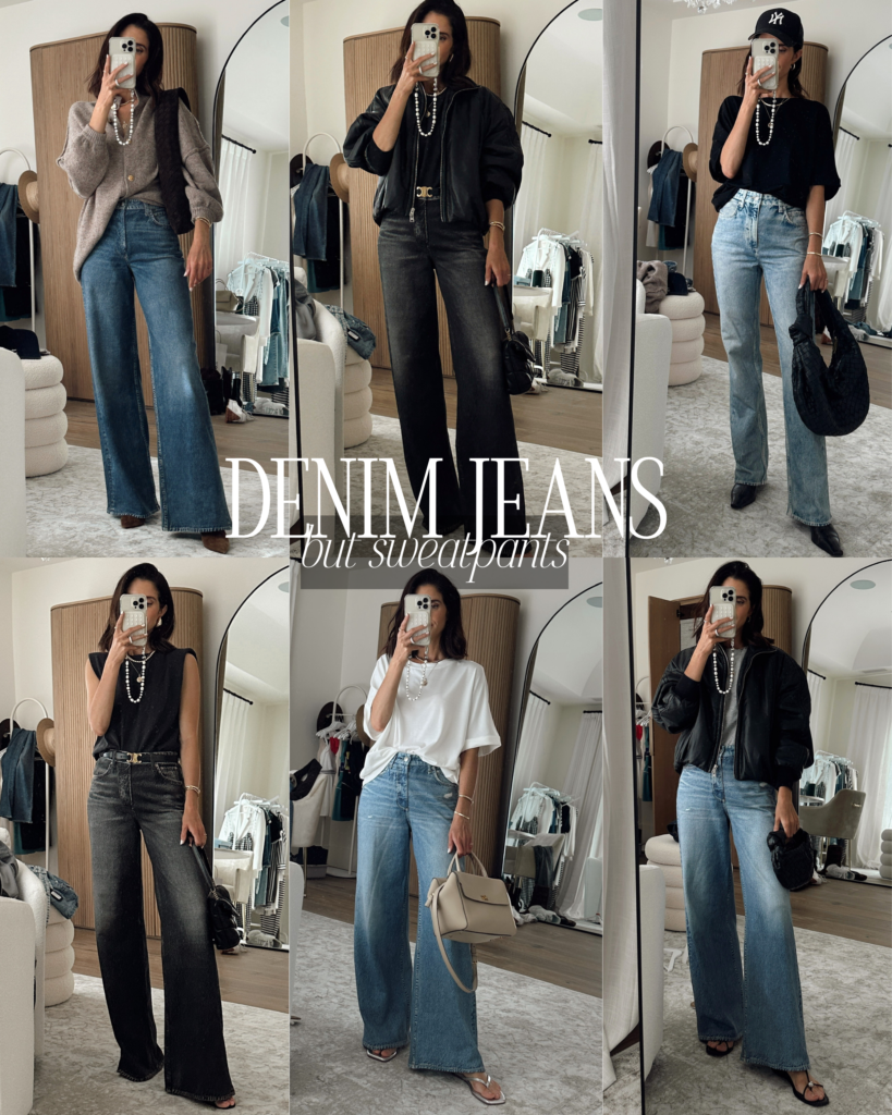 Denim Contrast Athleisure Sweat Pant
